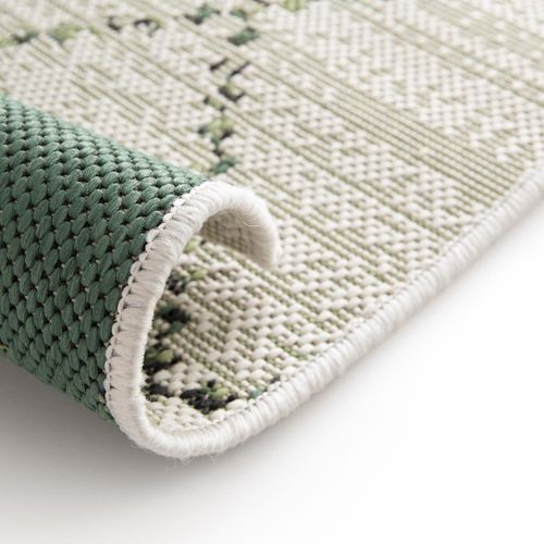 Tapis Extérieur 160x230 Tissé Kilim Crème Et Vert Casada 18