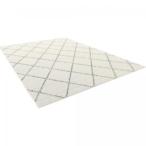 Tapis Extérieur 200x290 Tissé Kilim Crème Et Vert Casada 18