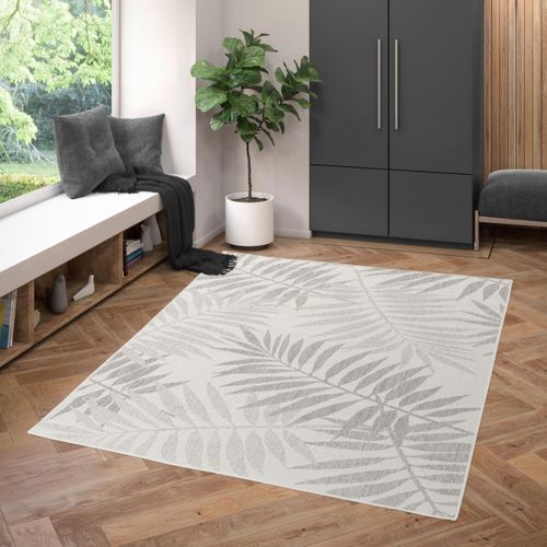Tapis Extérieur 80x150 Tissé Kilim En Pet Gris Clair Et Gris Foncé Serene 3