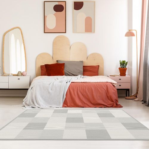 Tapis Extérieur 160x230 Tissé Kilim Gris Starow 1