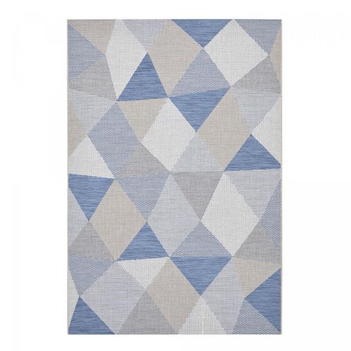 Tapis Extérieur 80x150 Tissé Kilim Bleu Et Gris Oulence 3