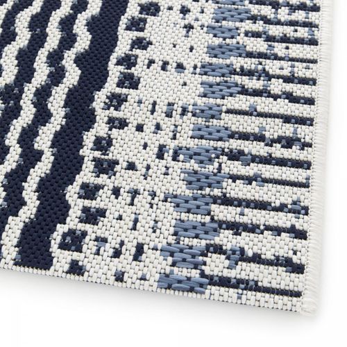 Tapis Extérieur 80x150 Tissé Kilim Bleu Et Noir Oulence 4