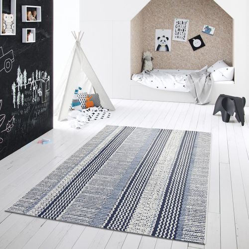 Tapis Extérieur 80x150 Tissé Kilim Bleu Et Noir Oulence 4
