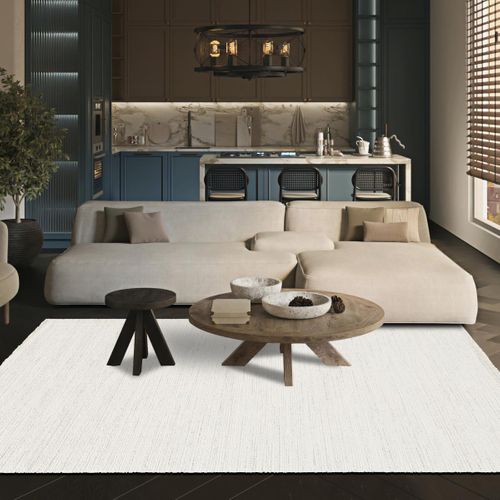 Tapis Chambre 160x230 Tissé Crème Rectangle Motif Faux Uni Glacia 1