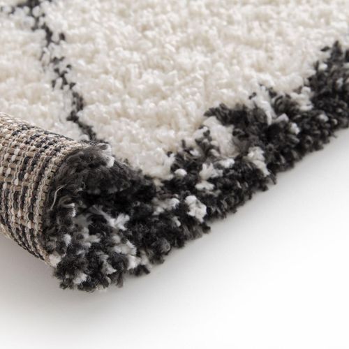 Tapis Shaggy 160x230 Rectangle Tissé Beige Et Noir Motif Berbère Croma 10