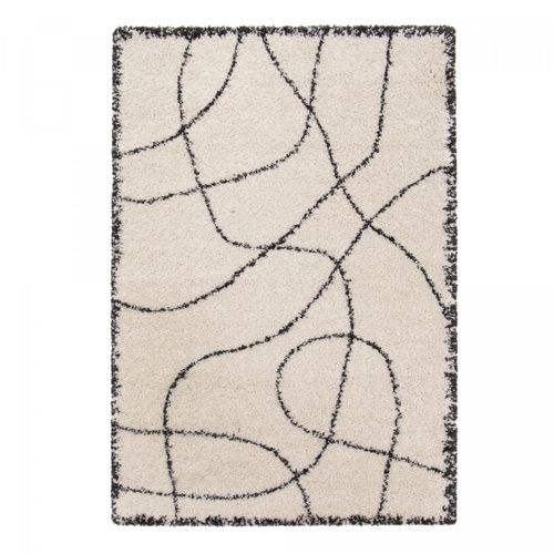 Tapis Shaggy 160x230 Rectangle Tissé Beige Et Noir Motif Berbère Croma 10