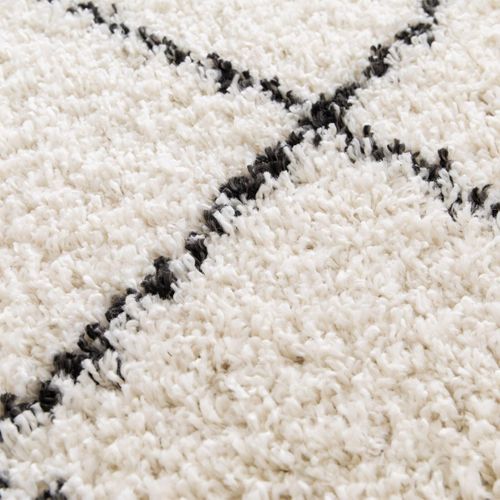 Tapis Shaggy 80x150 Rectangle Tissé Beige Et Noir Motif Berbère Croma 10