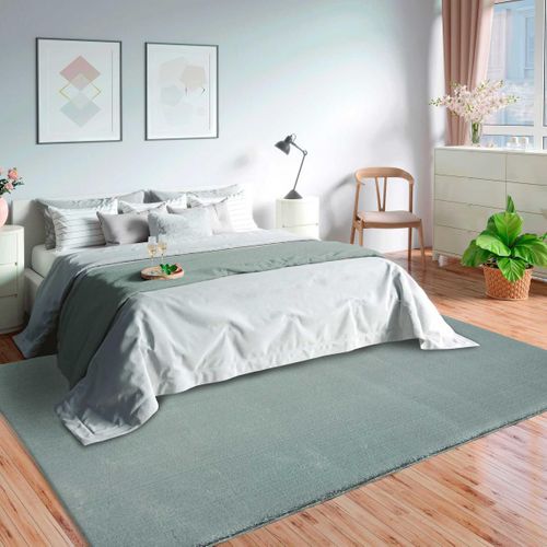 Tapis Cuisine 120x160 Lyn10 Lavable Bleu Uni, Tapis Shaggy à Longs Poils