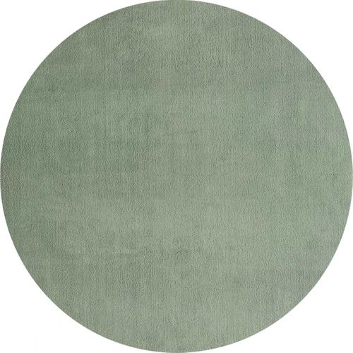 Tapis Rond Chambre Ø120cm Lyn10 Lavable Vert Clair Uni, Tapis Shaggy à Longs Poils