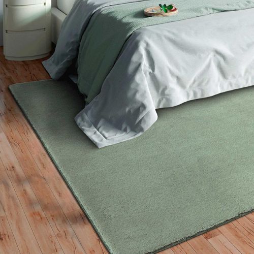 Tapis Salon 160x220 Lyn10 Lavable Vert Clair Uni, Tapis Shaggy à Longs Poils