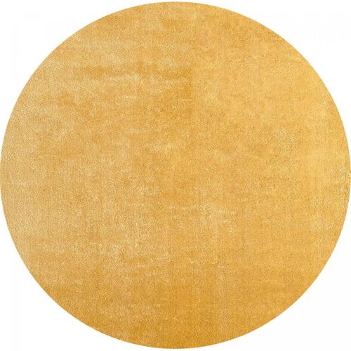 Tapis Rond Chambre Ø120cm Lyn10 Lavable Or Uni, Tapis Shaggy à Longs Poils