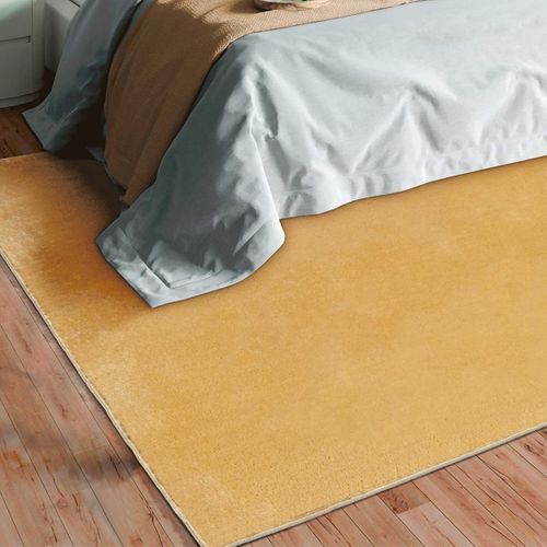 Tapis Chambre 140x200 Lyn10 Lavable Or Uni, Tapis Shaggy à Longs Poils