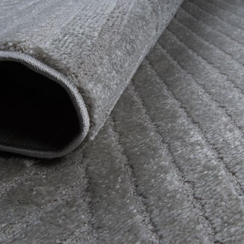 Très Grans Tapis Rond De Salon Ø240cm Lyn9 F Gris, Tapis Rond Ton Sur Ton Moderne