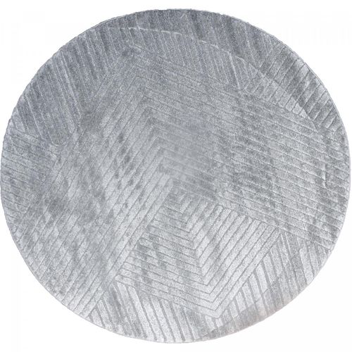 Très Grans Tapis Rond De Salon Ø240cm Lyn9 F Gris, Tapis Rond Ton Sur Ton Moderne