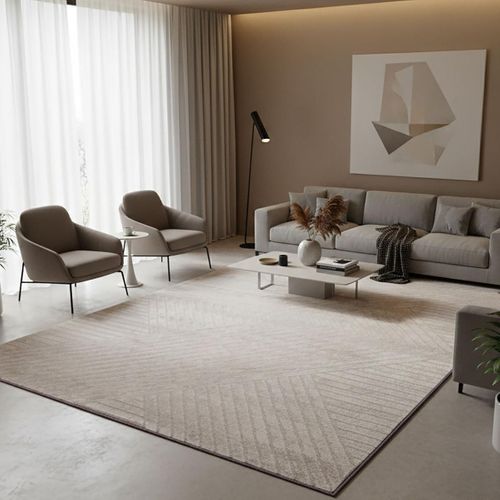 Tapis Salon 160x220 Lyn9 Cernan Beige, Tapis Ton Sur Ton Moderne