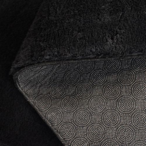 Tapis Couloir 80x300 Lyn10 Lavable Noir Uni, Tapis Shaggy à Longs Poils