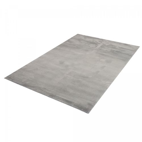 Tapis Salon 140x200 Oval Lyn10 Lavable Gris Uni, Tapis Shaggy à Longs Poils