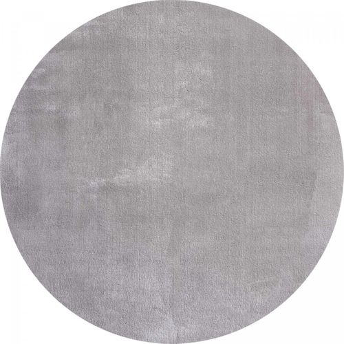 Tapis Salon Ø200cm Lyn10 Lavable Gris Uni, Tapis Shaggy à Longs Poils