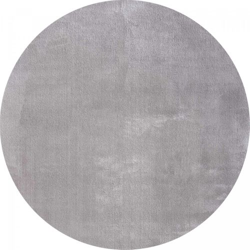 Tapis Salon Ø200cm Lyn10 Lavable Gris Uni, Tapis Shaggy à Longs Poils