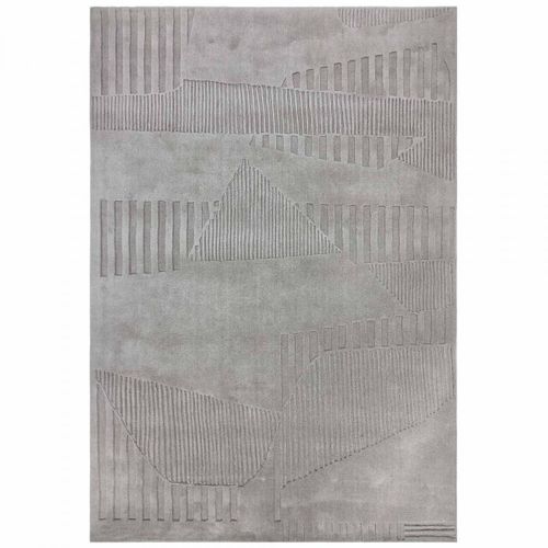 Tapis Chambre 120 X 170 Cm Gris, Laine Tufté Main Pour Une Texture Noble, Motif Géométrique Azua