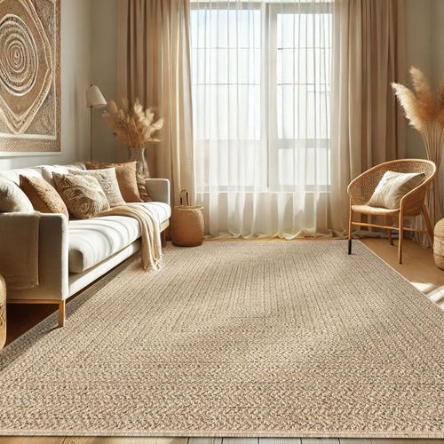 Tapis Extérieur Intérieur 200x290 Lyn13 Rezy Aspect Jute Ton Sur Ton