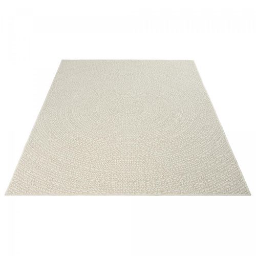 Tapis Extérieur Intérieur 200x290 Lyn13 Rezy Aspect Jute Motif Rond Ton Sur Ton