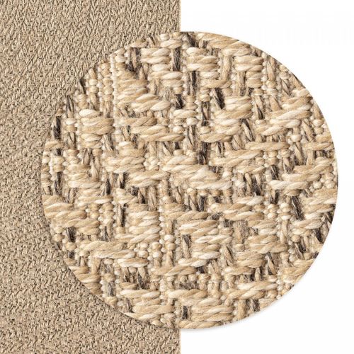 Tapis Extérieur Intérieur 240x340 Lyn13 Rezy Aspect Jute Motif Rond Ton Sur Ton