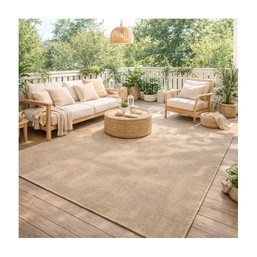 Tapis Extérieur Intérieur 140x200 Lyn13 Reza Aspect Jute Motif Uni