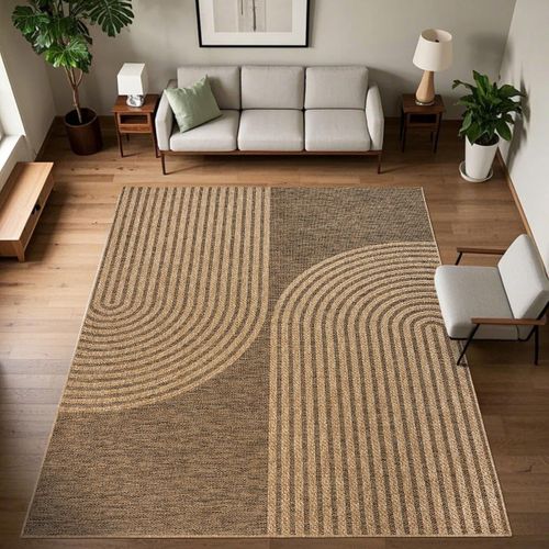 Tapis Extérieur Intérieur 80x150 Lyn13 Reza Aspect Jute Motif Arc-en-ciel