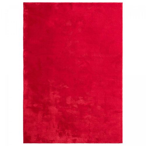 Tapis Salon Lyn10 Lavable 160x220 Soyeux Et Doux, Tapis Rouge Uni à L'aspect Shaggy