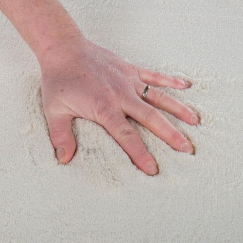 Tapis Chambre Lyn10 Lavable 120x160 Soyeux Et Doux, Tapis Beige Uni à L'aspect Shaggy