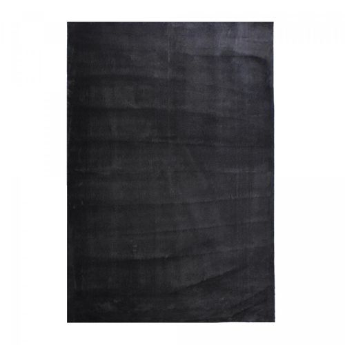 Tapis Salon Lyn10 Lavable 200x280 Soyeux Et Doux, Tapis Noir Uni à L'aspect Shaggy