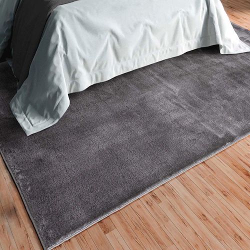 Tapis Chambre Lyn10 Lavable 120x160 Soyeux Et Doux, Tapis Anthracite Uni à L'aspect Shaggy