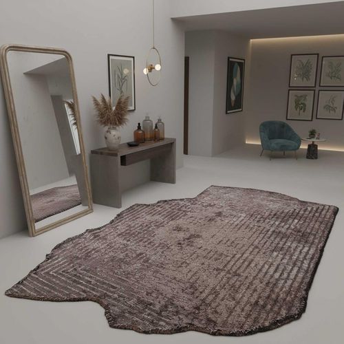 Tapis Chambre Kilim En Coton, 160 X 230 Cm, Forme Originale, Marron