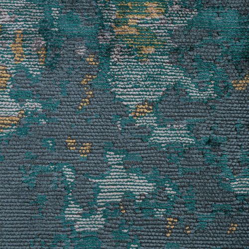 Tapis Salle à Manger Kilim En Coton, 240 X 340 Cm, Forme Originale, Bleu, Vert Et Or