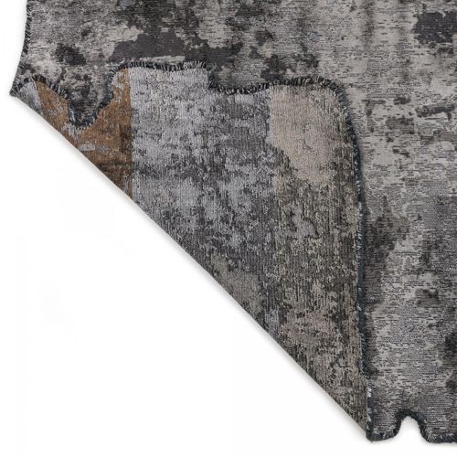 Tapis Salon Kilim En Coton, 200 X 250 Cm, Forme Originale, Marron Et Gris