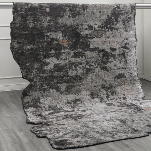 Tapis Salon Kilim En Coton, 200 X 250 Cm, Forme Originale, Marron Et Gris