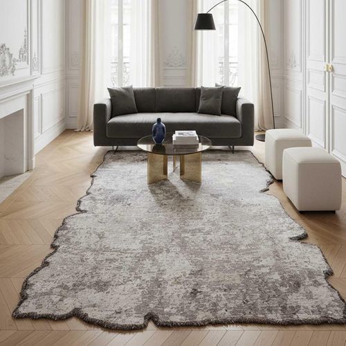 Tapis Salon Kilim En Coton, 200 X 250 Cm, Forme Originale, Beige Et Marron