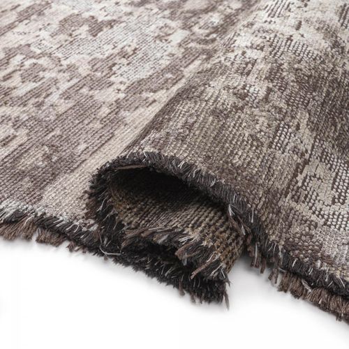 Tapis Grand Salon Kilim En Coton, 240 X 300 Cm, Forme Originale, Beige Et Marron