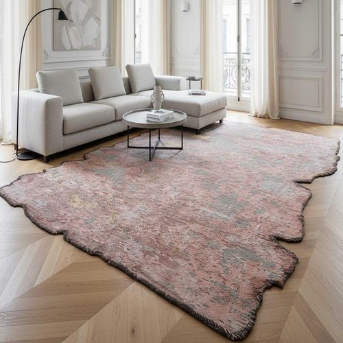 Tapis Salon Kilim En Coton, 200 X 300 Cm, Forme Originale, Corail, Jaune Et Vert