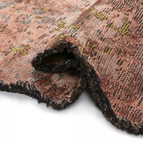 Tapis Salon Kilim En Coton, 200 X 300 Cm, Forme Originale, Corail, Jaune Et Vert