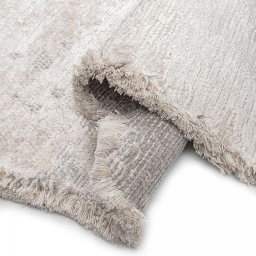 Tapis Salle à Manger Kilim En Coton, 240 X 340 Cm, Forme Originale, Écru Et Gris