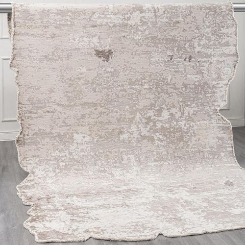 Tapis Grand Salon Kilim En Coton, 240 X 300 Cm, Forme Originale, Crème Et Écru