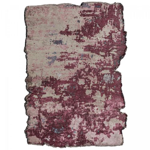 Tapis Salon Kilim En Coton, 200 X 250 Cm, Forme Originale, Rose Et Bleu