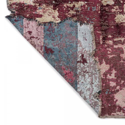 Tapis Salon Kilim En Coton, 200 X 300 Cm, Forme Originale, Rose Et Bleu