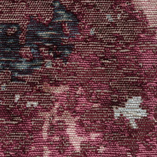 Tapis Salle à Manger Kilim En Coton, 240 X 340 Cm, Forme Originale, Rose Et Bleu