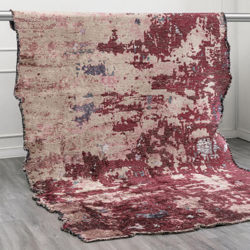 Tapis Salle à Manger Kilim En Coton, 240 X 340 Cm, Forme Originale, Rose Et Bleu