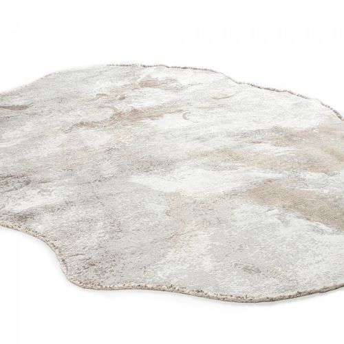 Tapis Salon Kilim En Coton, 200 X 250 Cm, Forme Originale, Gris Et Beige