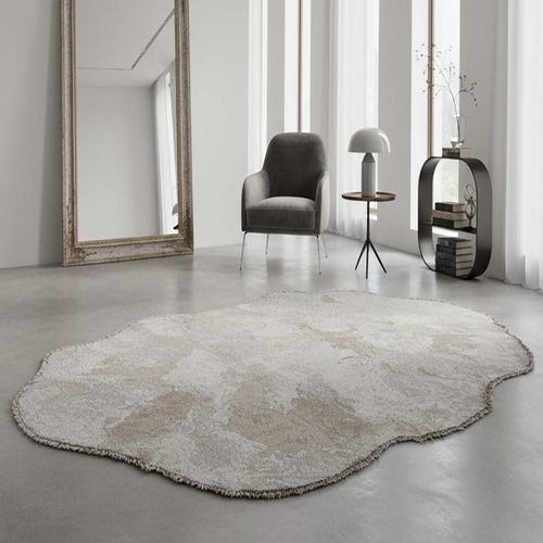 Tapis Salon Kilim En Coton, 200 X 300 Cm, Forme Originale, Gris Et Beige