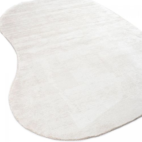 Tapis Grand Salon Kilim En Coton, 240 X 300 Cm, Forme Originale, Blanc Et Crème